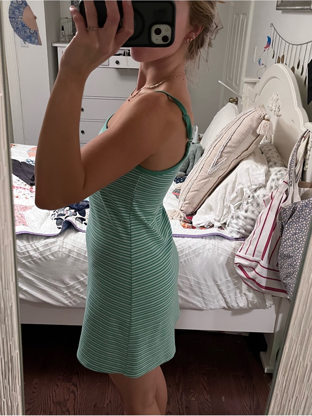 aerie Mint Green & White Striped Tank Mini Dress - Picture 2 of 2
